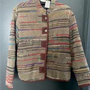 White Stag Multicolor Striped Blazer with Brown Accents